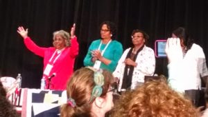 L to R: Mary Ann Pettway, Lucy Witherspoon, China Pettway, Gloria Hoppins; The Quilters of Gee's Bend, QuiltCon 2015