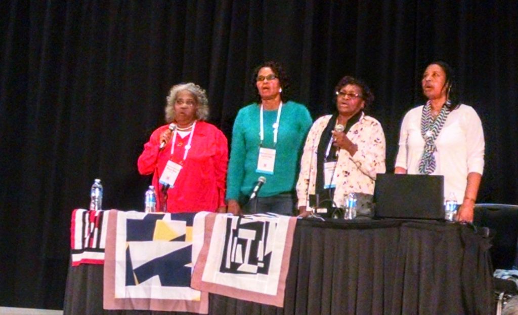 L to R: Mary Ann Pettway, Lucy Witherspoon, China Pettway, Gloria Hoppins. The Quilters of Gee's Bend, QuiltCon 2015